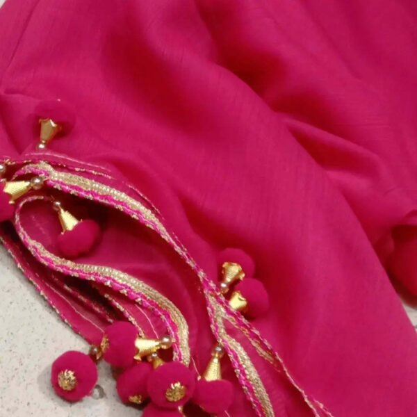 Chiffon pom pom Lace dupatta with pearl for girls,ladies by Roopmahal.pk - Image 9