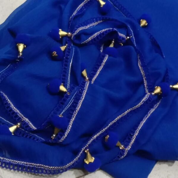 Chiffon pom pom Lace dupatta with pearl for girls,ladies by Roopmahal.pk - Image 8