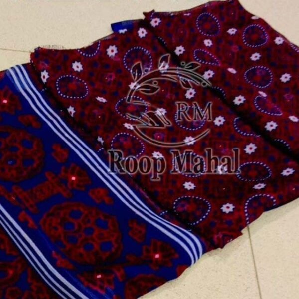 Ajrak printed Crinkle chiffon dupatta Ajrak print for girl /sindhi cultural dupatta by roopmahal.pk