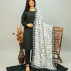 White Voile Calligraphy Dupatta