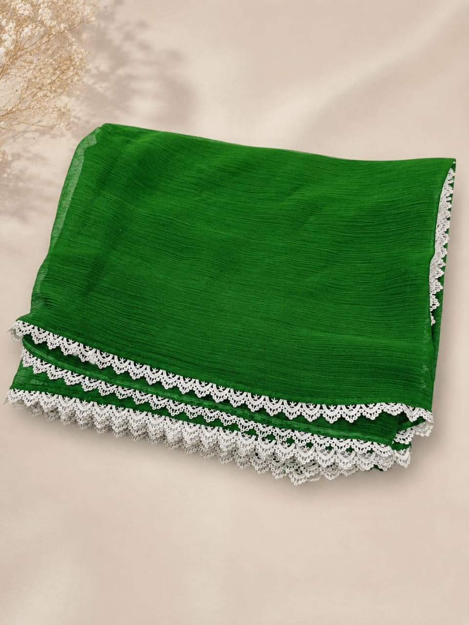 14 August Chiffon Lace Dupatta - Roop Mahal
